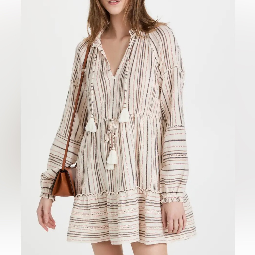 Veronica Beard metallic striped dress with tassels NWT